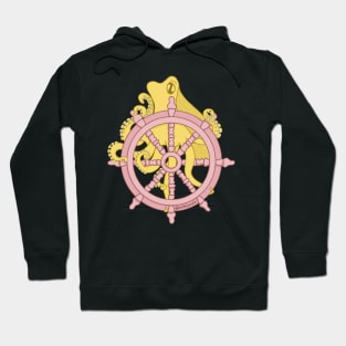 Yellow Octopus and Ship Wheel Hoodie